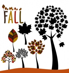Fall trees and leaves vector image