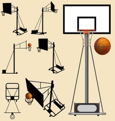 Basketball hoop and ball silhouette vector image
