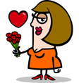 Woman in love with flowers cartoon vector image