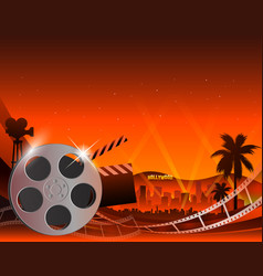 A film stripe reel on shiny red vector image