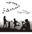 Family in the autumn country vector image