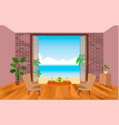 Interior of resort hotel room with armchairs vector image