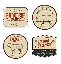 Set of vintage homemade barbecue sauce labels vector image