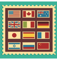Vintage Stamps Representing World Flags vector image