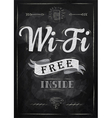 Wi-fi free inside poster with chalk on the blackbo vector image