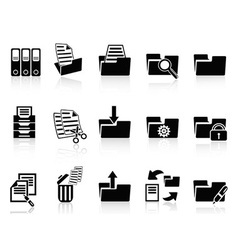 Black folder icons set vector image