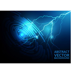 Circle lightning realistic blue background Vector Image