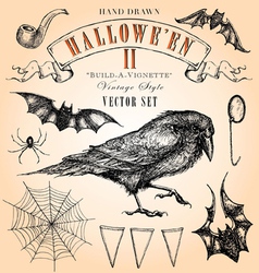Vintage Halloween Set vector image