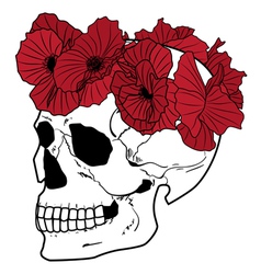 Skull and poppies vector image