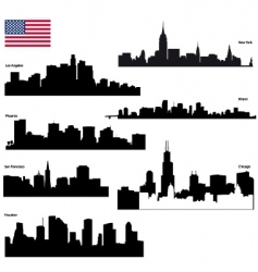 Usa skyline silhouettes vector image