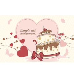Cake with hearts vector image
