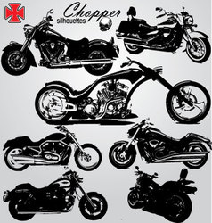 Chopper motorcycles silhouetes vector image