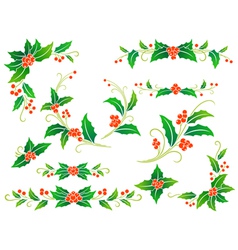 Christmas holly decoration vector image