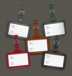 Leather luggage tags labels vector image