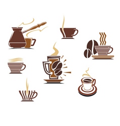 Coffee and tea symbols and icons vector image