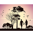 Husband and wife holding hands and walking in the vector image