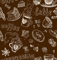 Seamless pattern with coffee cakes pies latte vector image