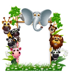 Funny animal with blank sign vector image