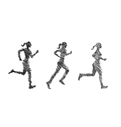 Woman athletes on running race on white background vector image