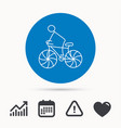 Biking sport icon bicycle race sign Biking sport icon bicycle race sign vector image