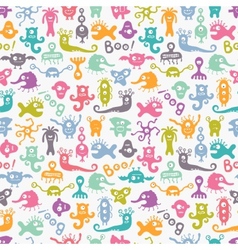 Seamless colorful print with funny monsters vector image