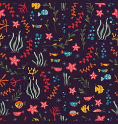 Seamless pattern with underwater ocean animals vector image