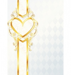 Gold heart emblem vector image