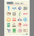 Media and social network web icons set vector image
