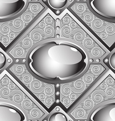 Silver emboss bar with grey glossy gems vector image
