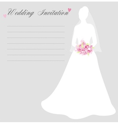 Wedding invitation with bride silhouette vector image