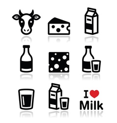 Dairy products - milk cheese icons set Dairy products - milk cheese icons set vector image