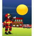 A fireman in the middle of the night vector image