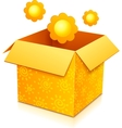 Orange gift box with yellow flowers vector image