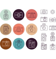 Vintage camera element icon set vector image