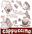 Coffee cappuccino late and sweets vector image