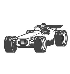 Vintage racer car isolated on white background vector image
