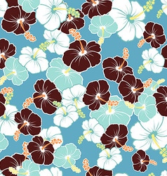 Hawaiian Seamless Pattern with hibiscus flowers vector image