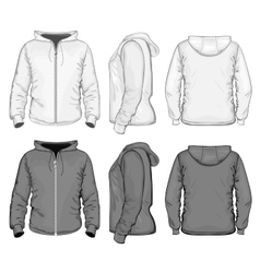 Mens hooded sweat-shirt with zipper vector image