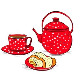 Cup of tea with buns vector image