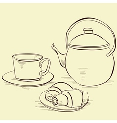 Cup of tea with buns vector image