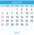 August calendar vector image
