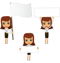 Set of funny cartoon businesswoman vector image