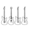 Silhouettes of electric guitars isolated on white vector image
