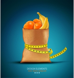 Pack with fruit with measuring tape vector image