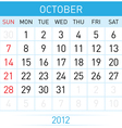 October calendar vector image