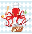 Octopus cooking sushi and fish vector image