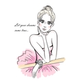 Ballerina leaning on ballet barre vector image