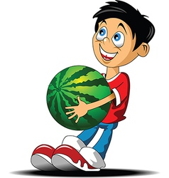 Boy with a watermelon vector image