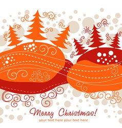 Ornate Christmas card with xmas trees vector image