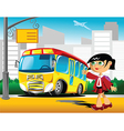 Girl at a bus stop vector image